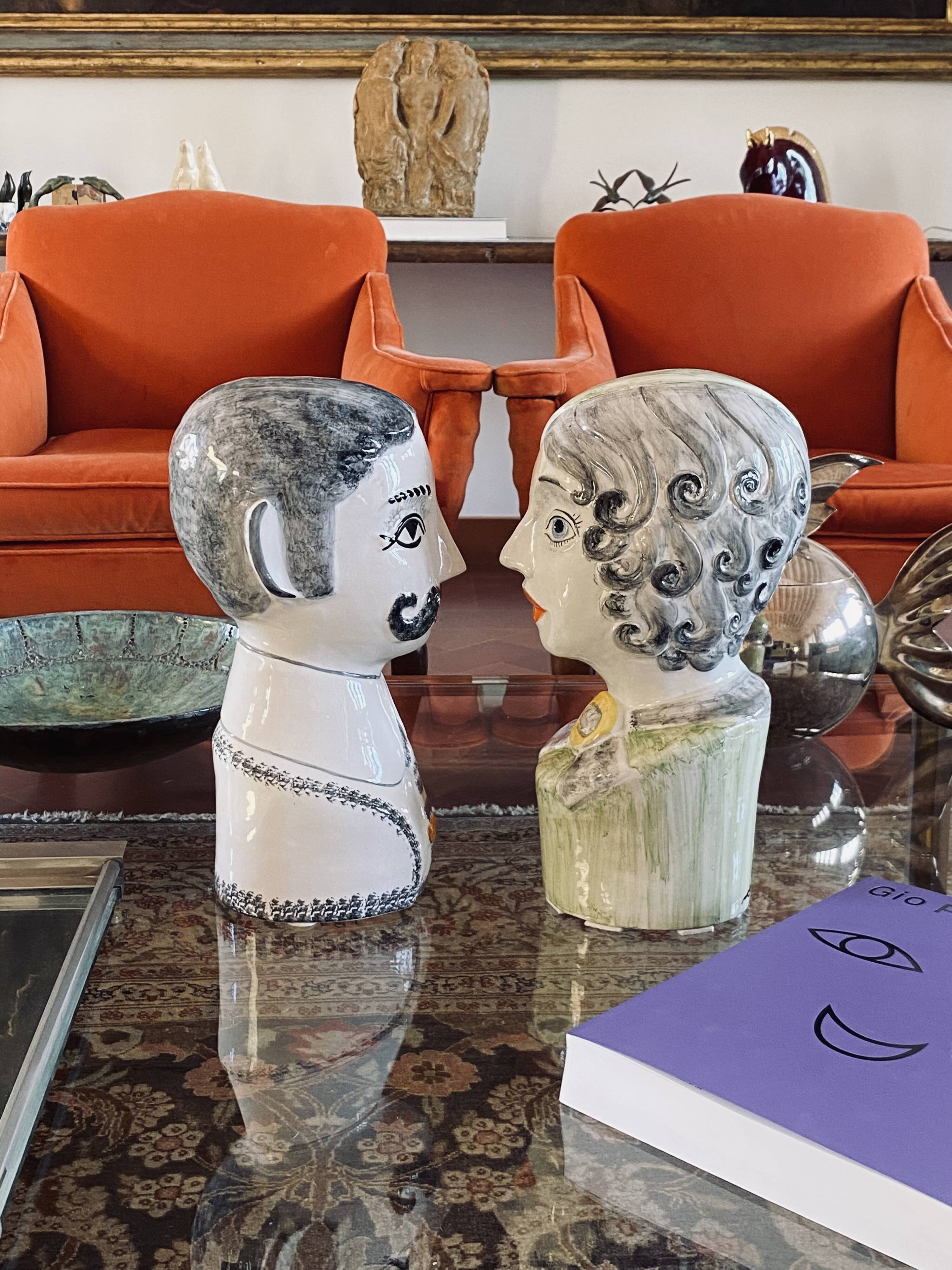 Tarcisio Tosin, Two half-bust sculptures, La Freccia, Vicenza Italy 1960s