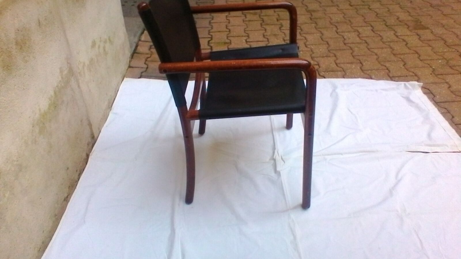 Fauteuil bois et cuir