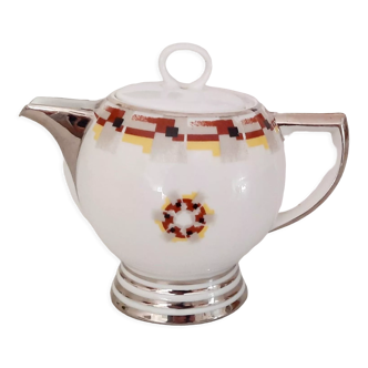 Teapot Porcelain of Limoges Manufacture T.L.B. France Unique Art Deco