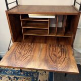 Ladderax, scandinavian desk bookcase in teak and black iron