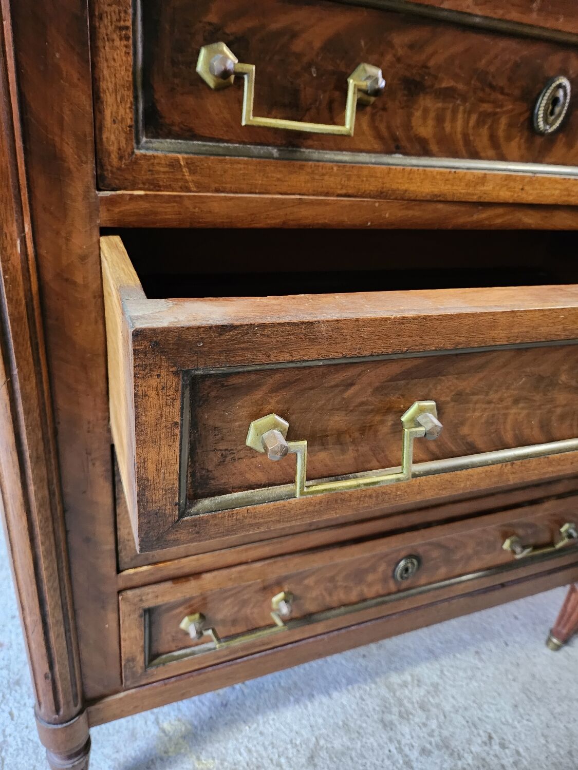 Vintage black marble chest of drawers
