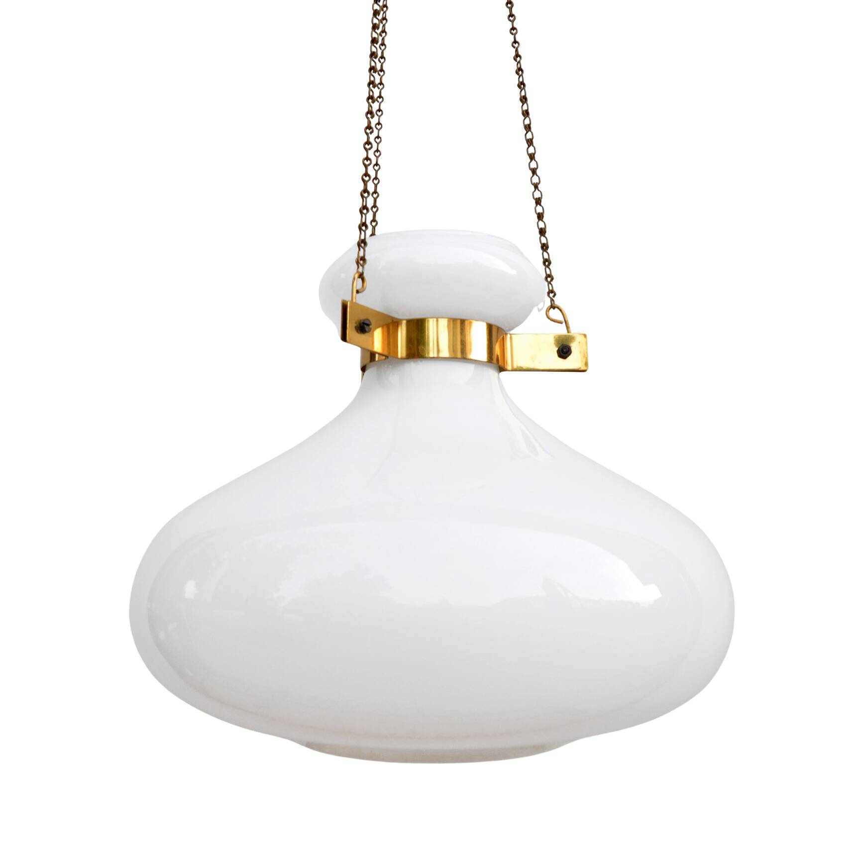 White, modernist chandelier Kamenický Šenov, Czechoslovakia, 1960s.