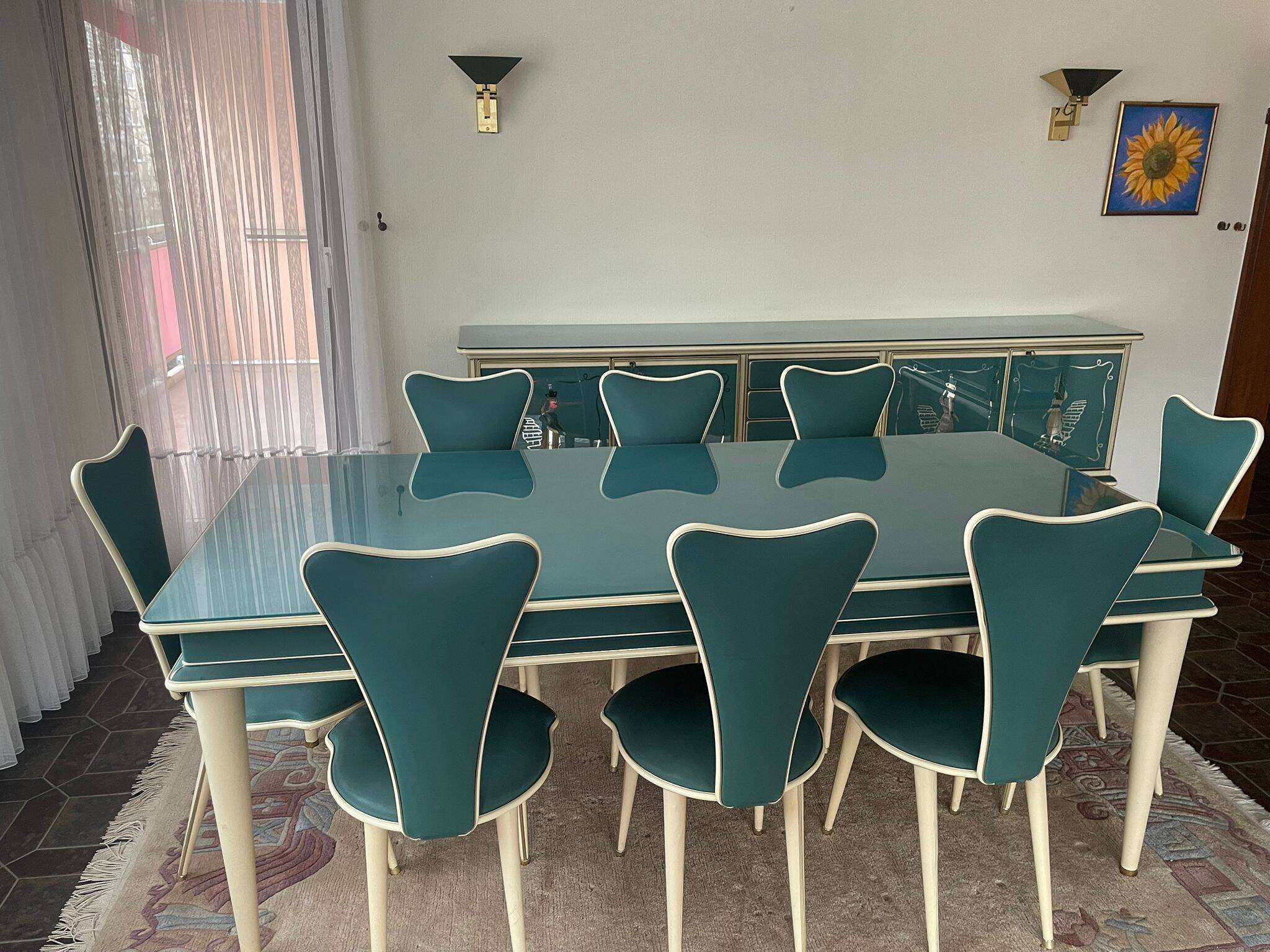 Salle à manger Umberto Mascagni — Table et 8 chaises, Italie, années 1950