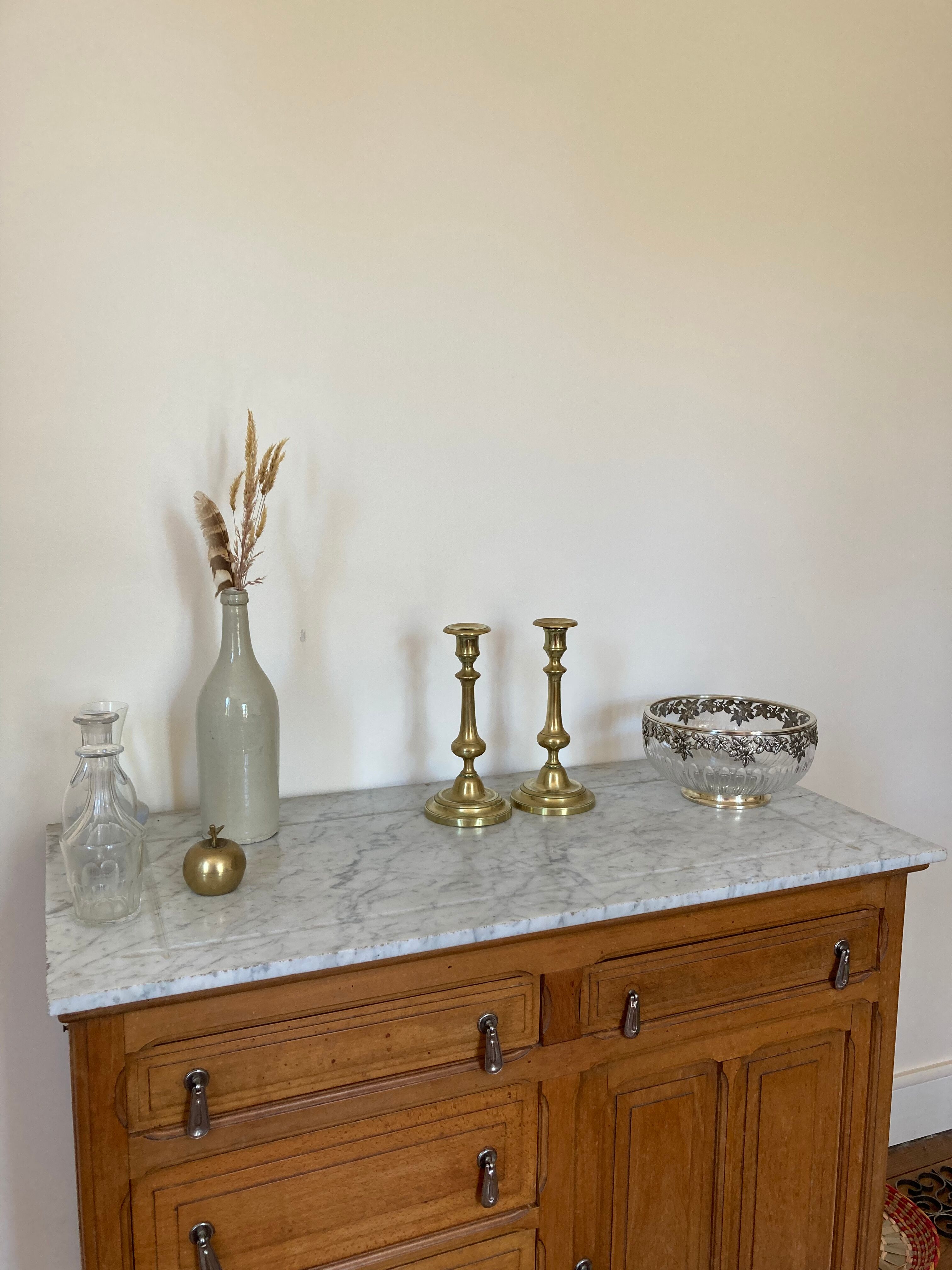 Pair of brass candle holders