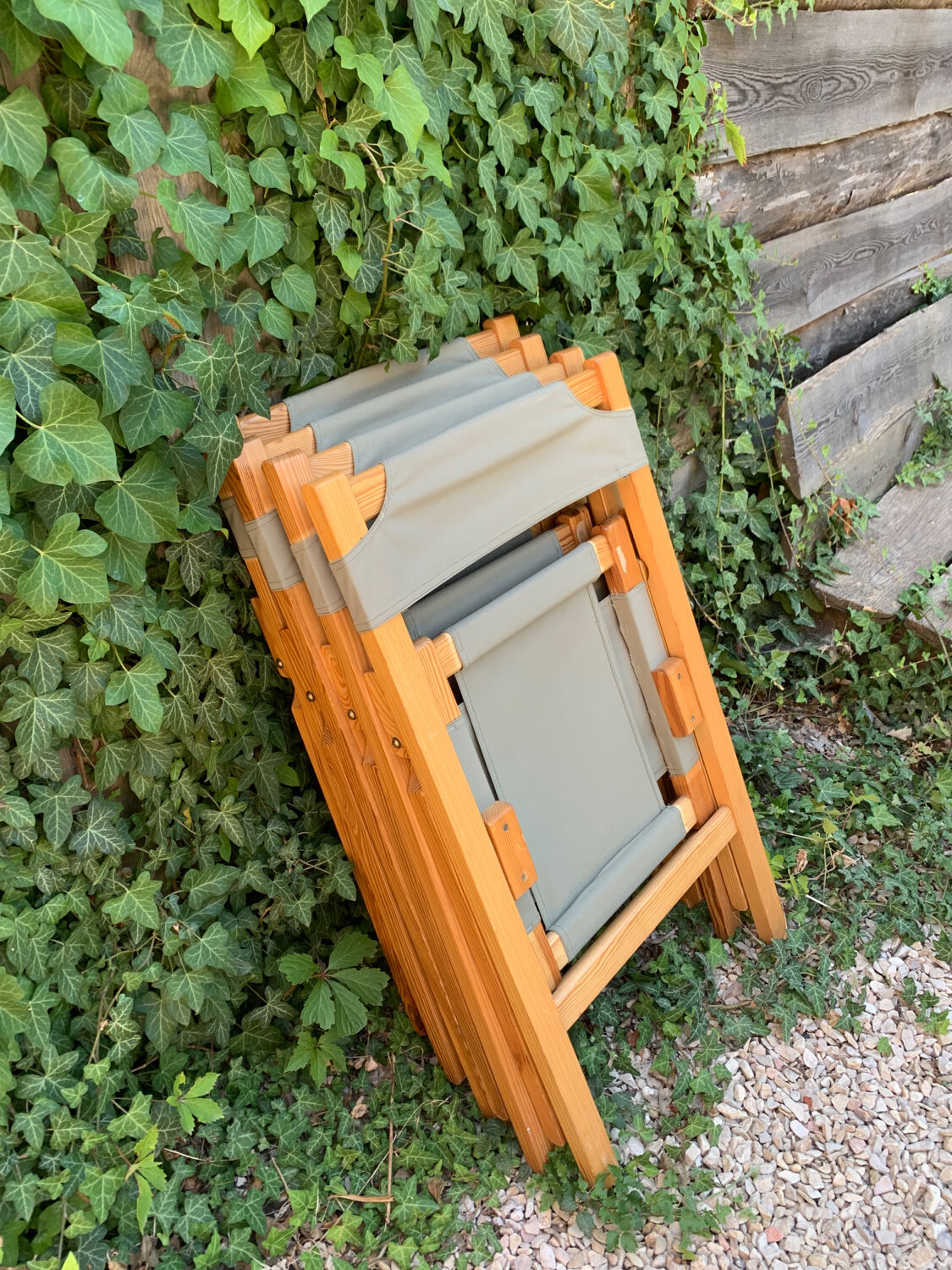Set of 4 foldable chairs in pine 60s
