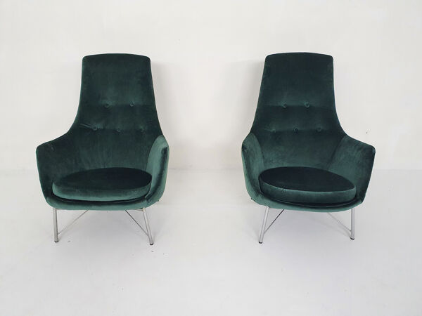 Fauteuils en velours Pastoe FM31 de karl ekselius, Pays-Bas 1959