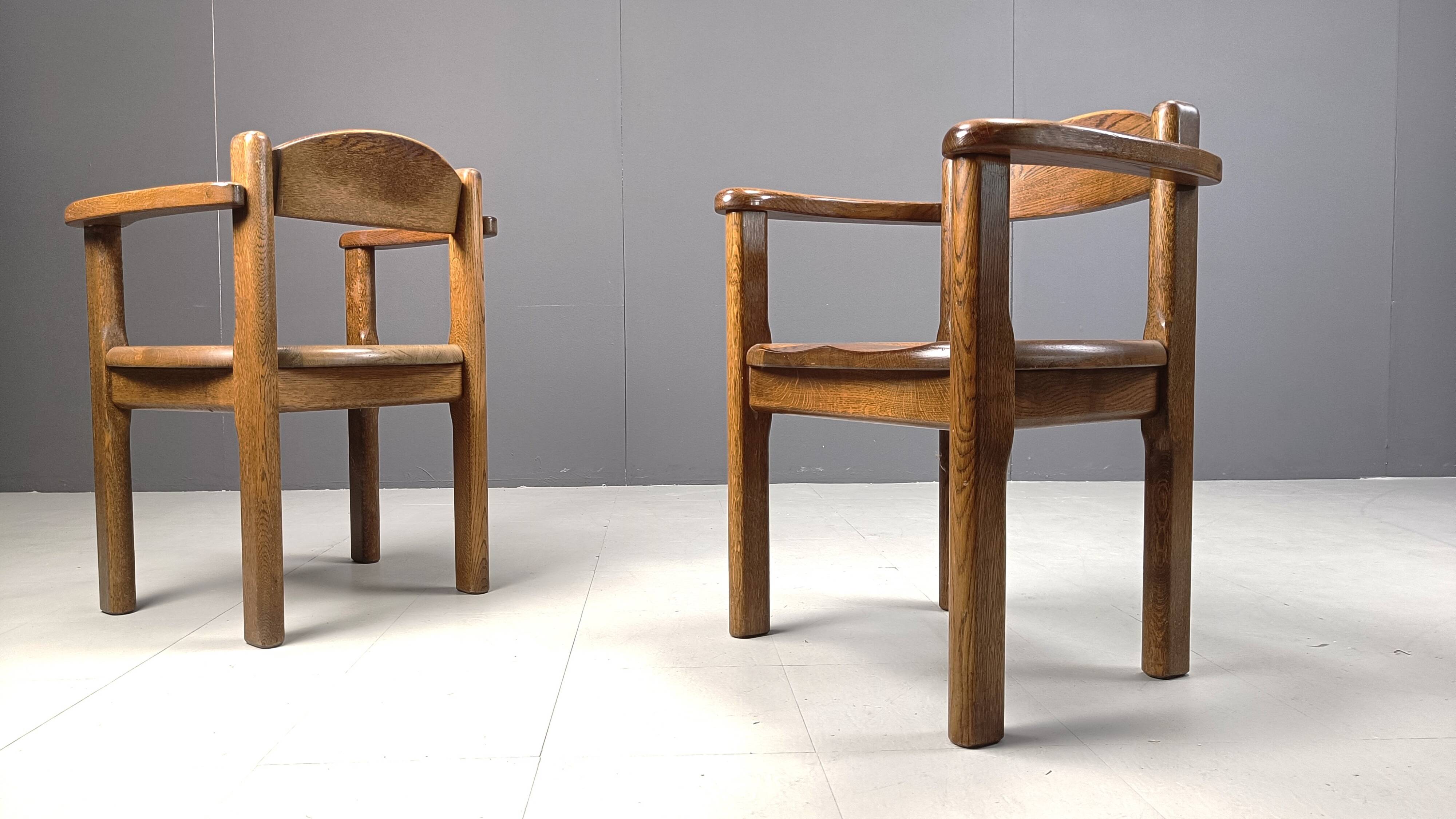 Vintage wooden armchairs made in Belgium, 1970s
