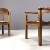 Vintage wooden armchairs made in Belgium, 1970s