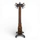 Oak and hammered iron press screw coat rack