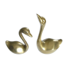 Set of 2 small brass swans