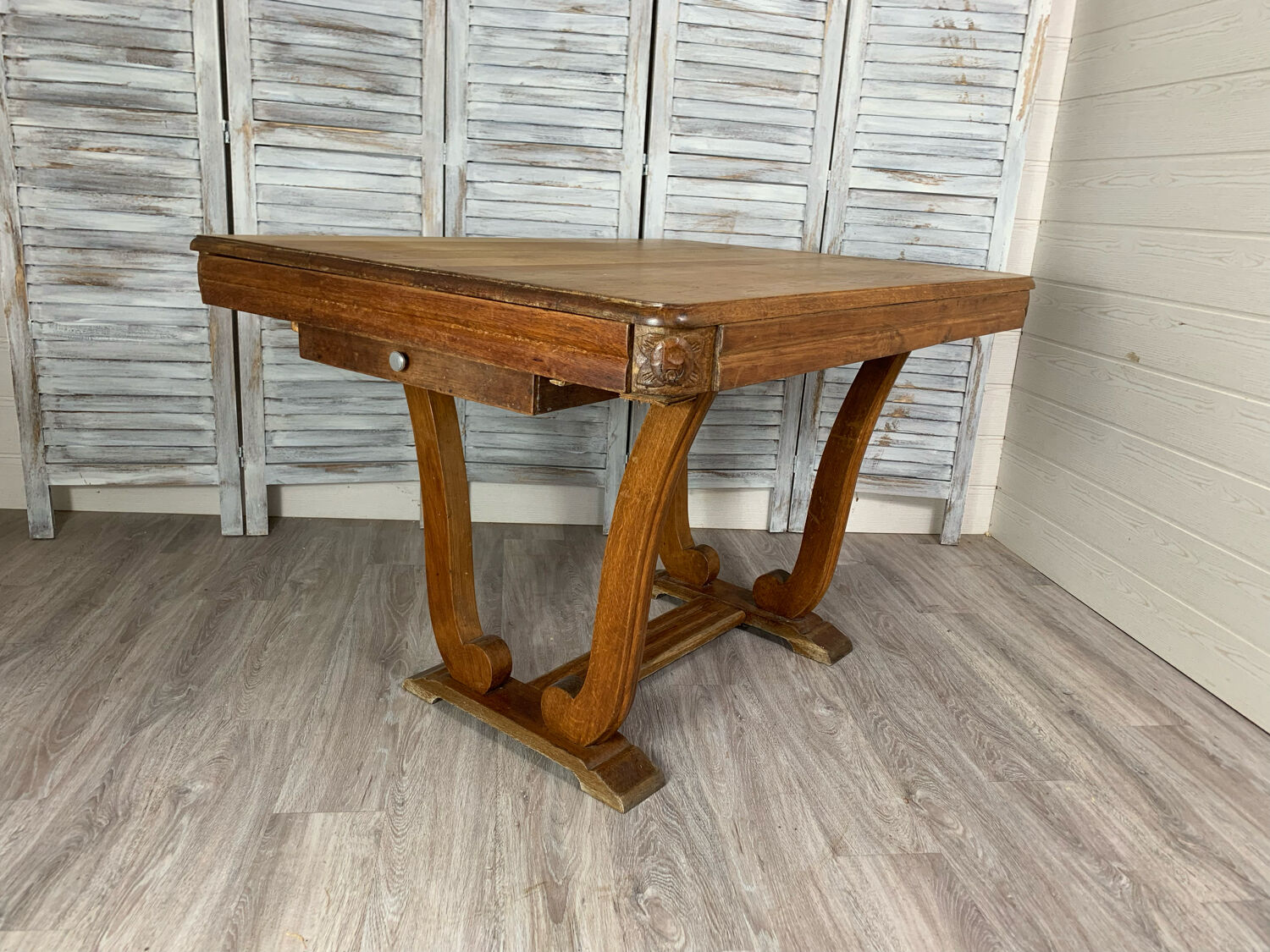 Table en chêne art déco avec rallonge 1920