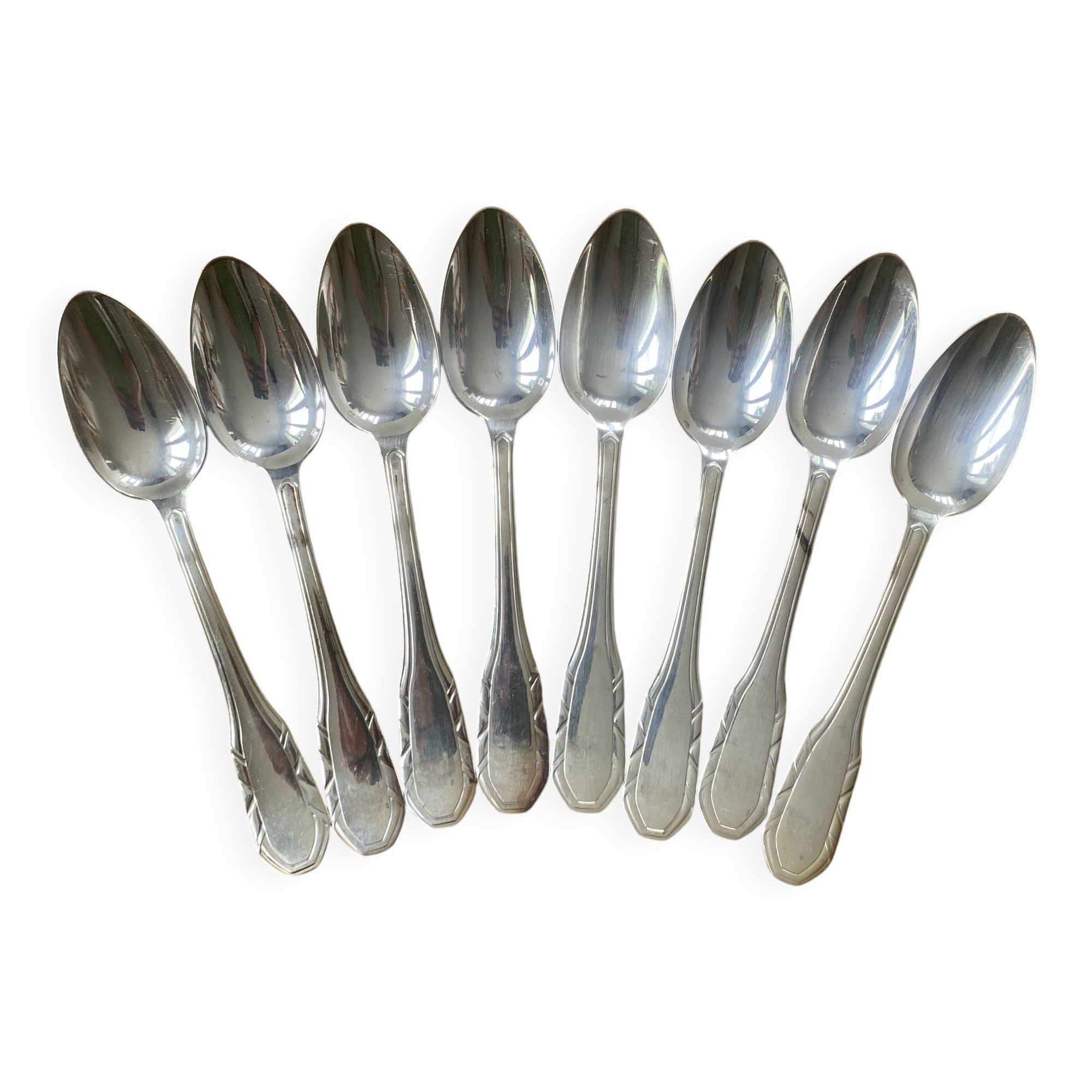 8 large silver-plated metal Art Deco spoons