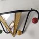 Vintage wall coat rack with mirror and shelf Black metal and wood ball
