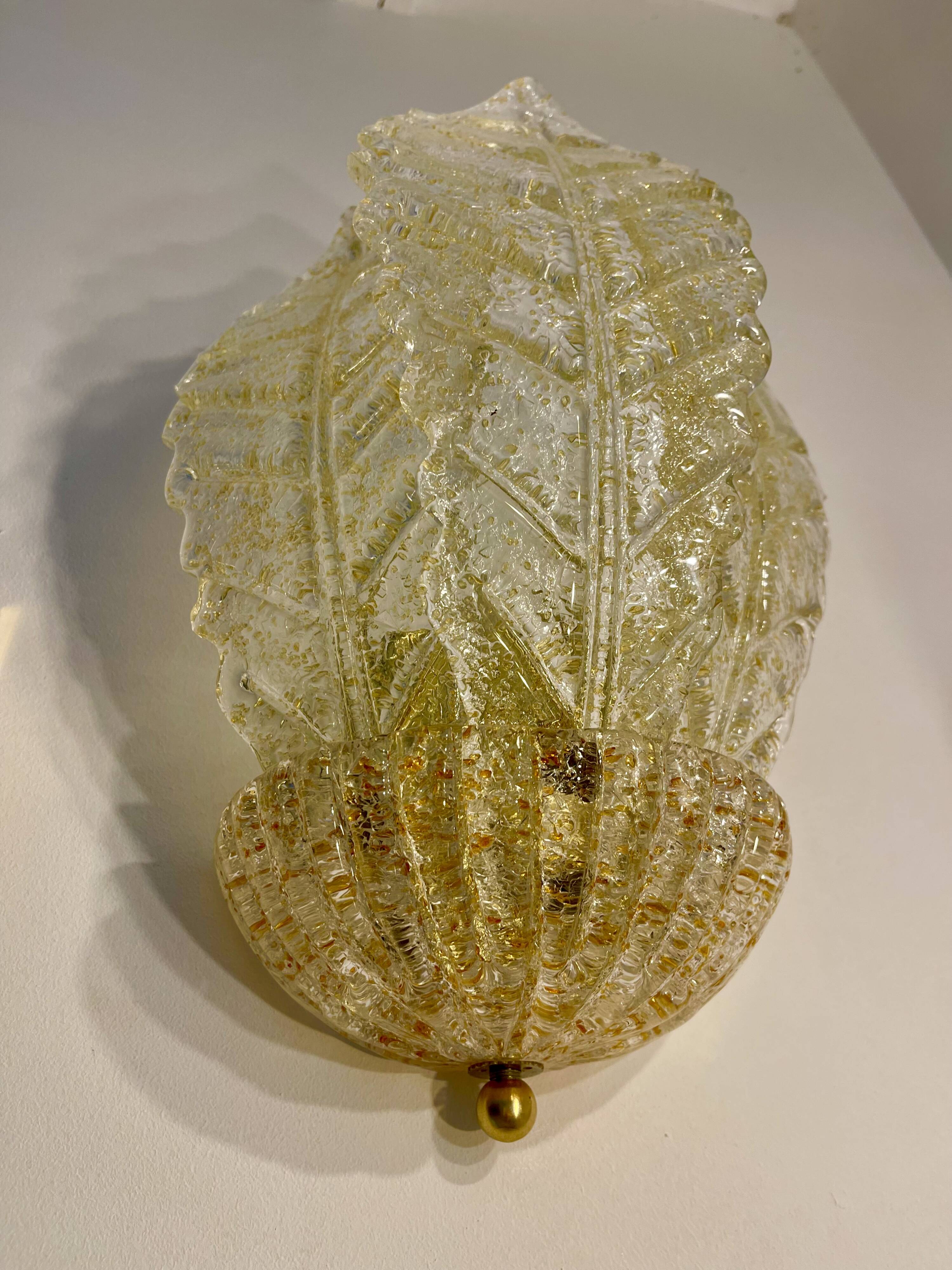 Pair of Murano glass and gold inlaid sconces Barovier Toso, Italy 1990