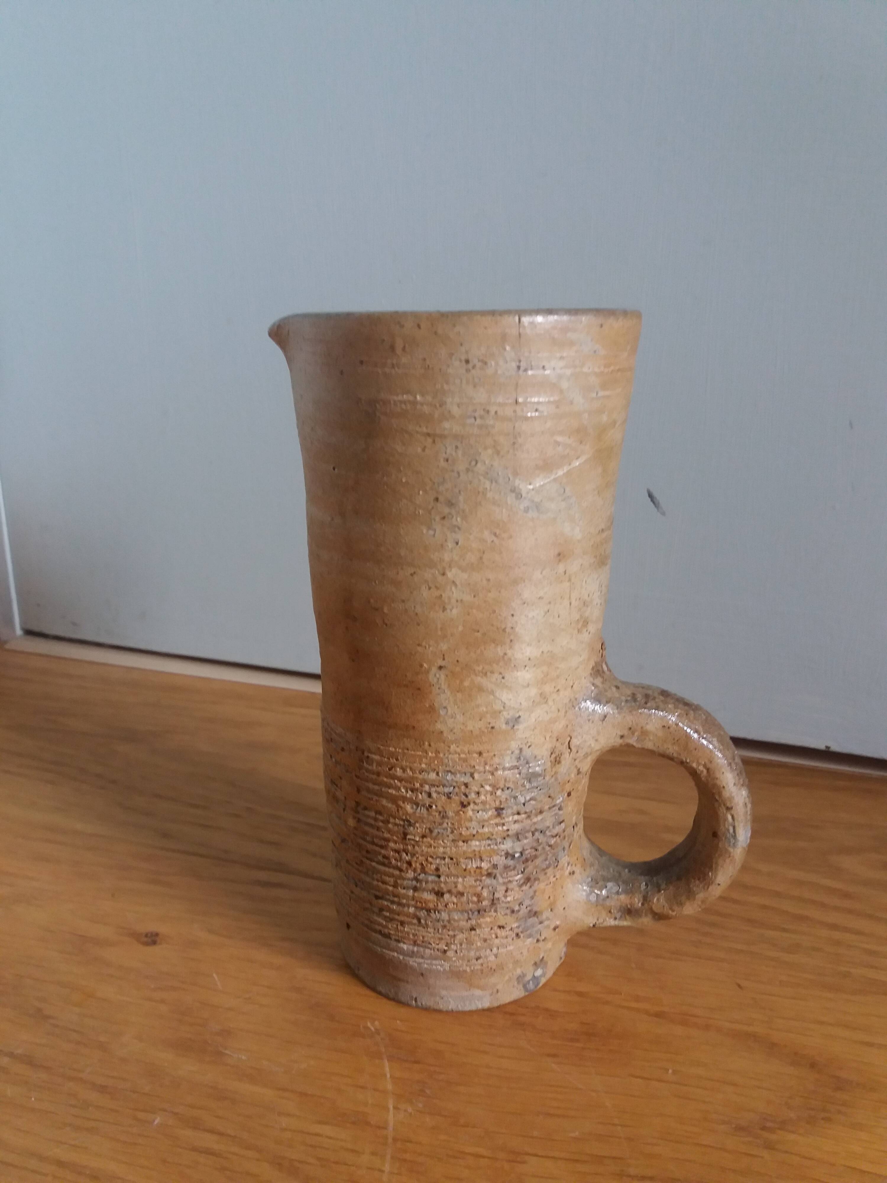 Brutalist vase pitcher signed in stoneware