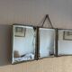 Vintage 1950 triptych mirror barber beveled crystal hairdresser - 25 x 59 cm