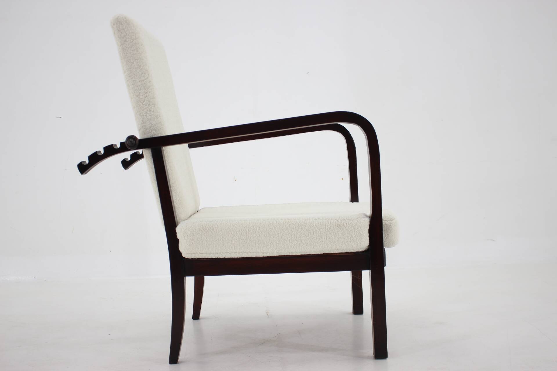1940s Restored Beech Adjustable Armchair ,Czechoslovakia