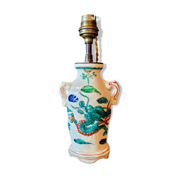 Vintage lamp base in ceramic signed Asia China Japan
