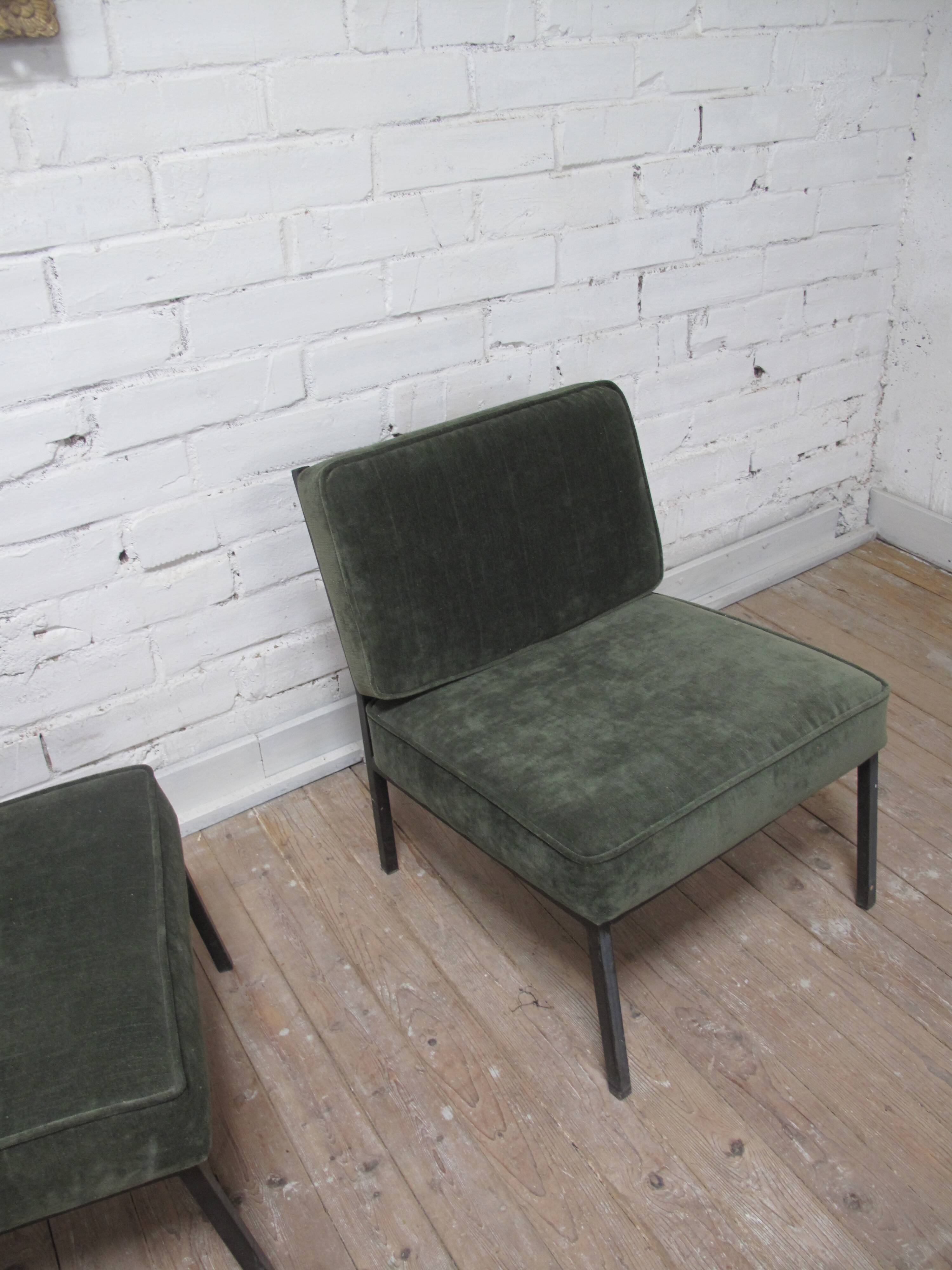 Green velvet armchair