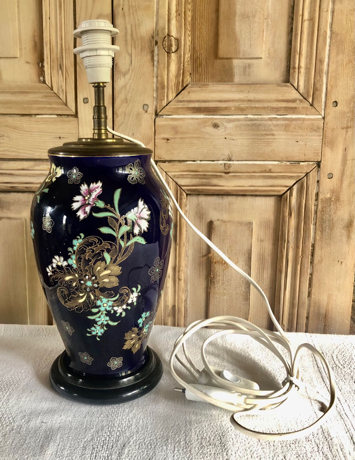 Old vase baluster enamelled lamp Boch Frères Keramis Belgium