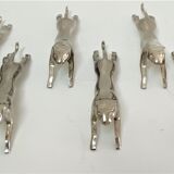 Six panther silver metal knife holders