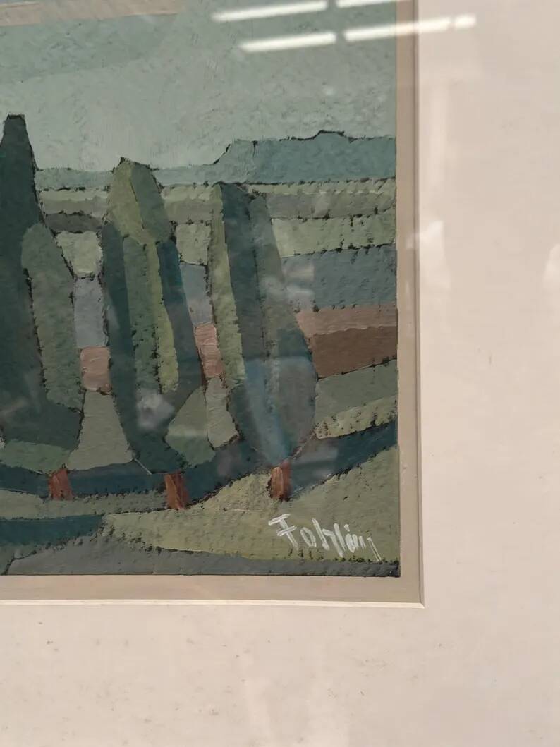 Original Swedish Oil on Paper – “Trees” by Gunnar Fohlin – Signed –