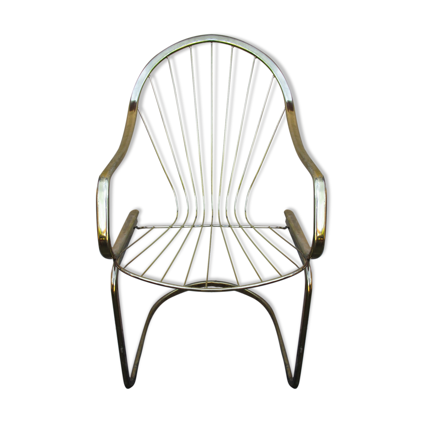 70s gold metal armchair