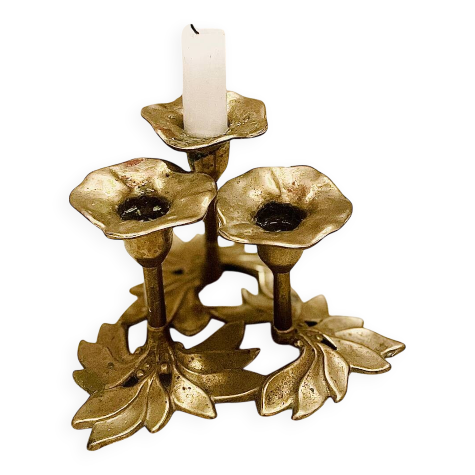 Floral Brass Candle Holder