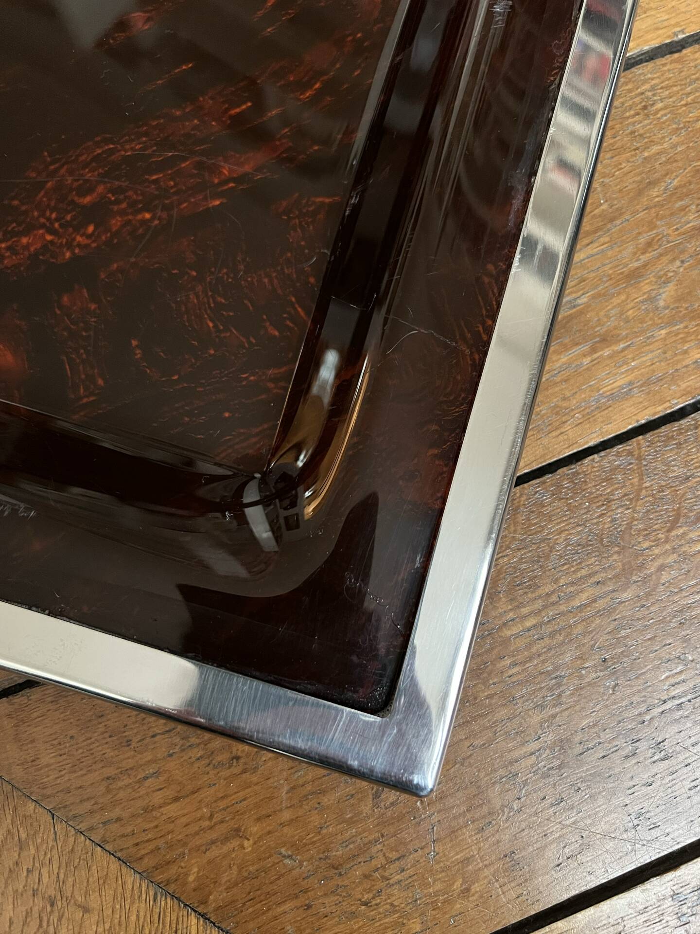 Plateau 70 in plexiglass and silver metal