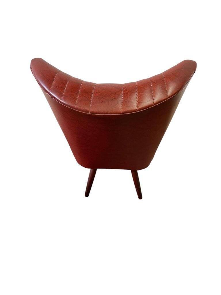 Vintage dark red one-seater cocktail armchair / chair