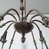 Neoclassical style chandelier in silver-plated metal with 12 lights