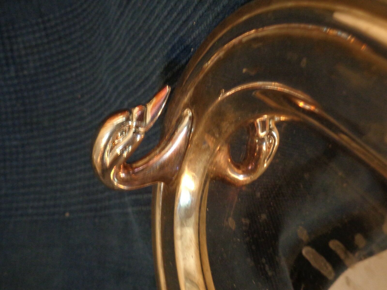 Rectangular dish in stainless steel louis style vintage swan head