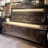 Banc coffre en bois sculpté XIX siècle