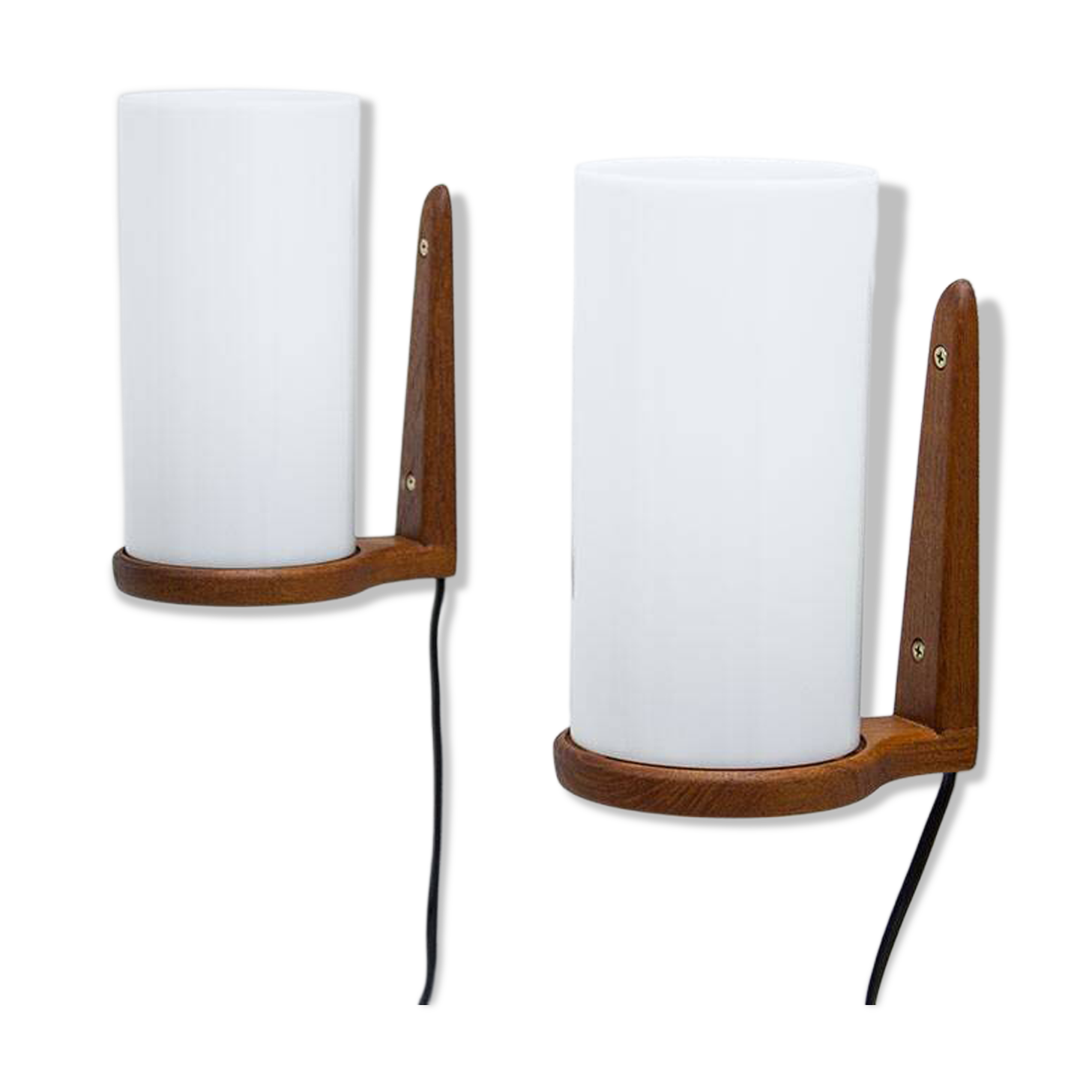 Pair of teak & acrylic sconces by Luxus, Sweden