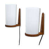 Pair of teak & acrylic sconces by Luxus, Sweden