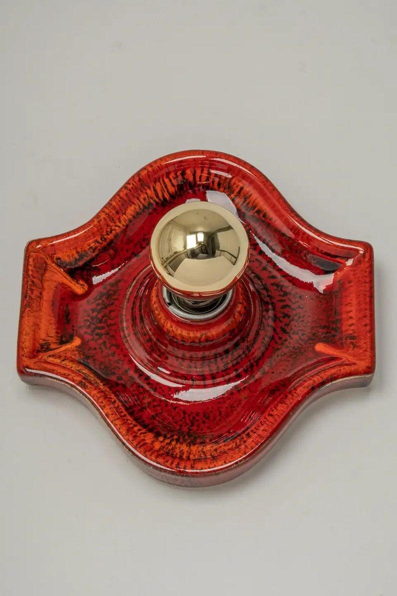 Wall lamp in red and orange ceramic Sputnik, Germany, 1970s