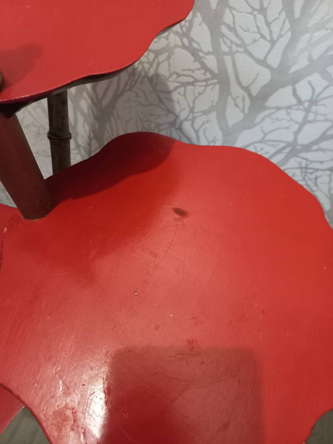 Wooden stool, bamboo legs