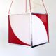 Cubic Red and White Plexiglass and Metal Pendant, Italy