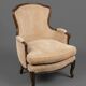 Louis XV Style Bergère Armchair in Cream Corduroy