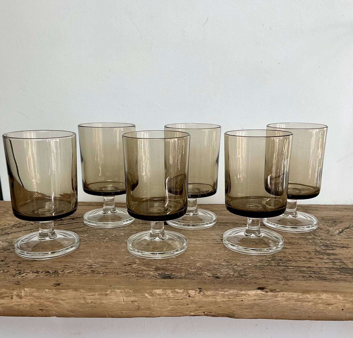 6 luminarc france smoked glasses