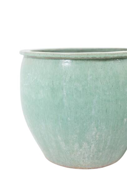 Pair of large glazed terracotta planters. 1950s.