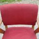 Armchair of the 50s in blond oak and red fabrics compass feet