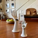 Pair of hand vases in white earthenware