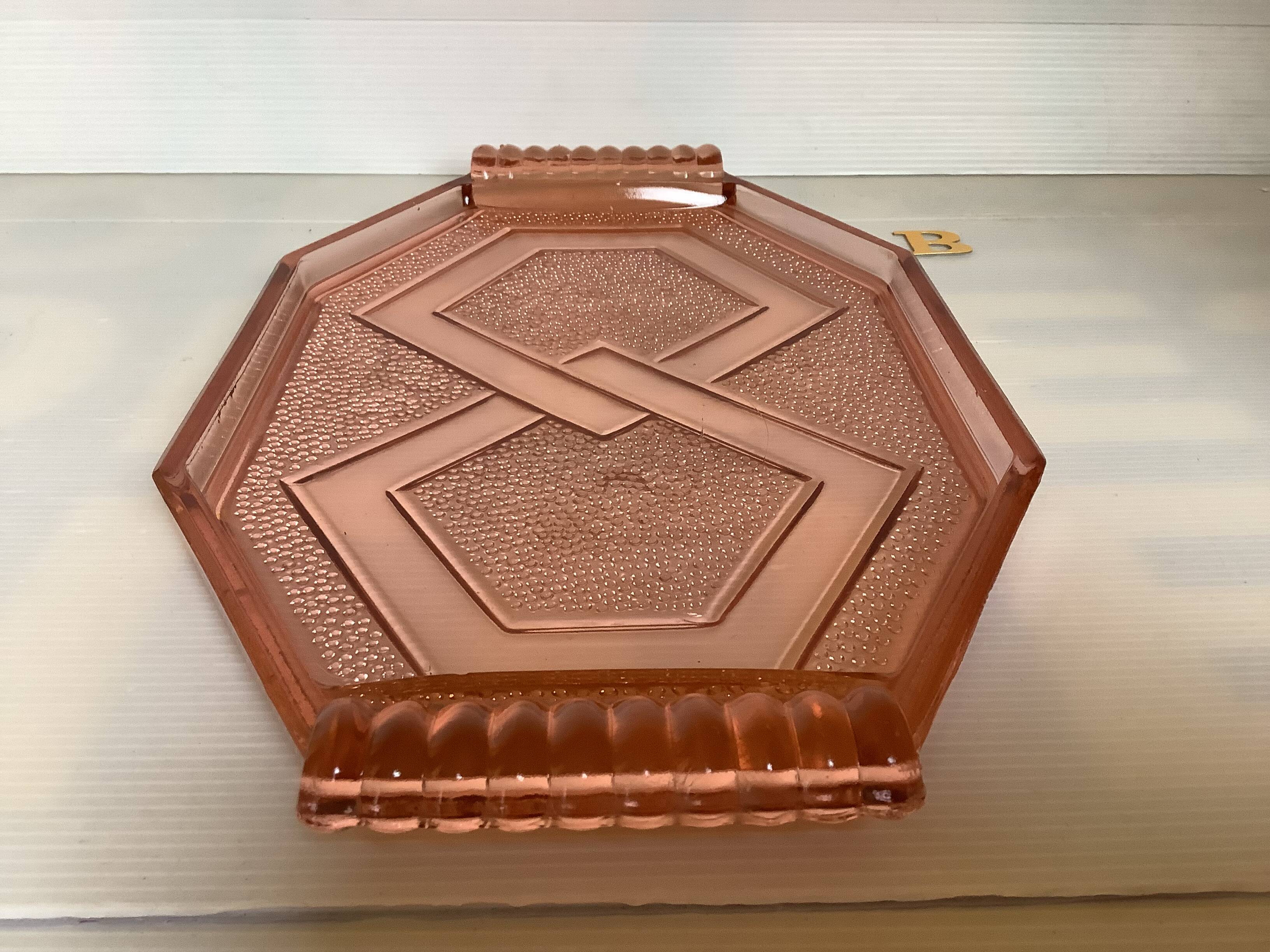 Rosaline B style pink glass tray dish