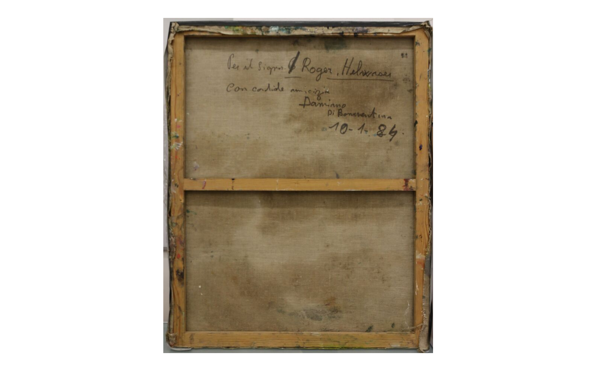 "a corner of blue sky" oil on canvas by "Damiano"