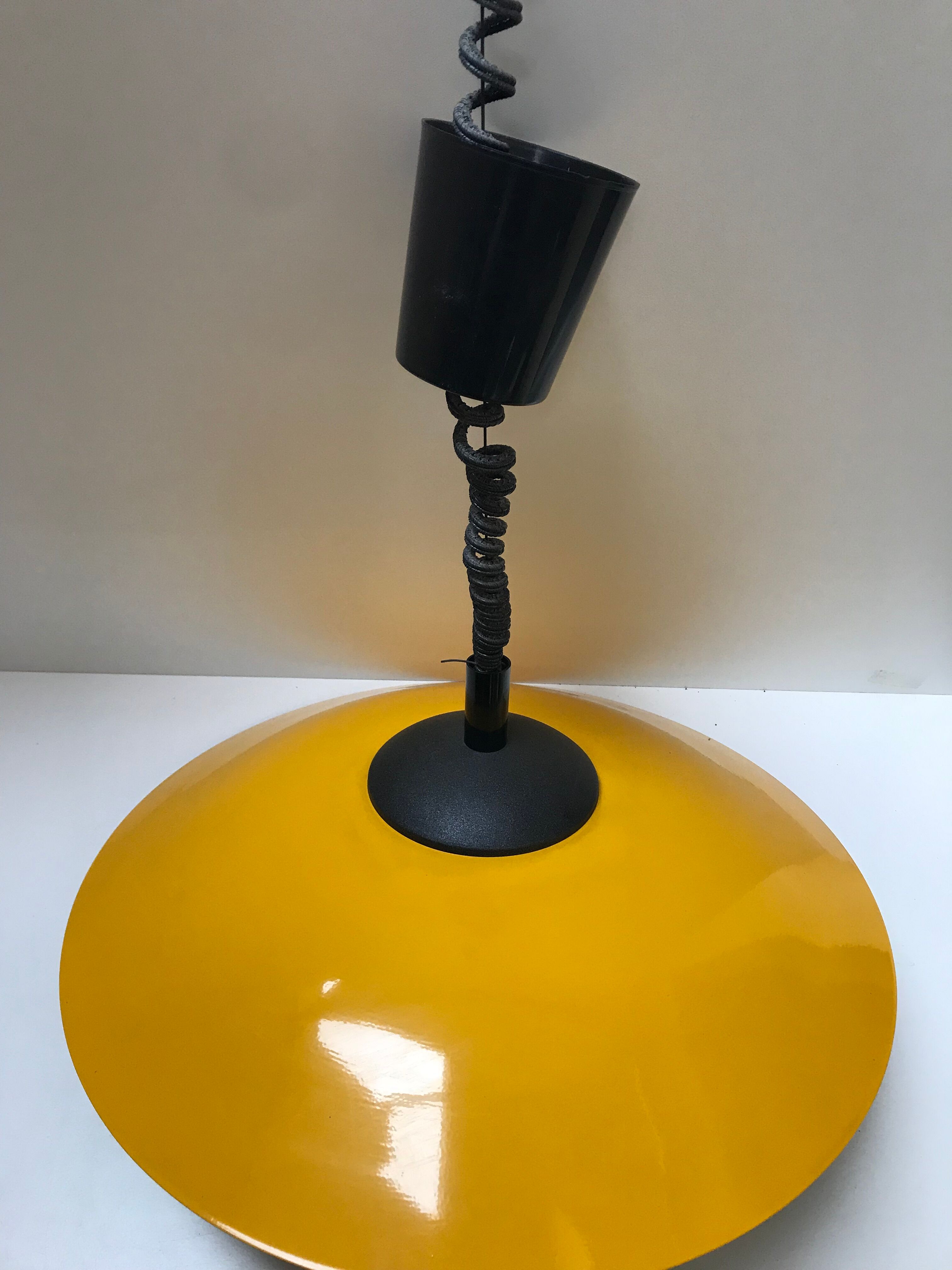 Oscar yellow and white metal pendant light, made in Italy