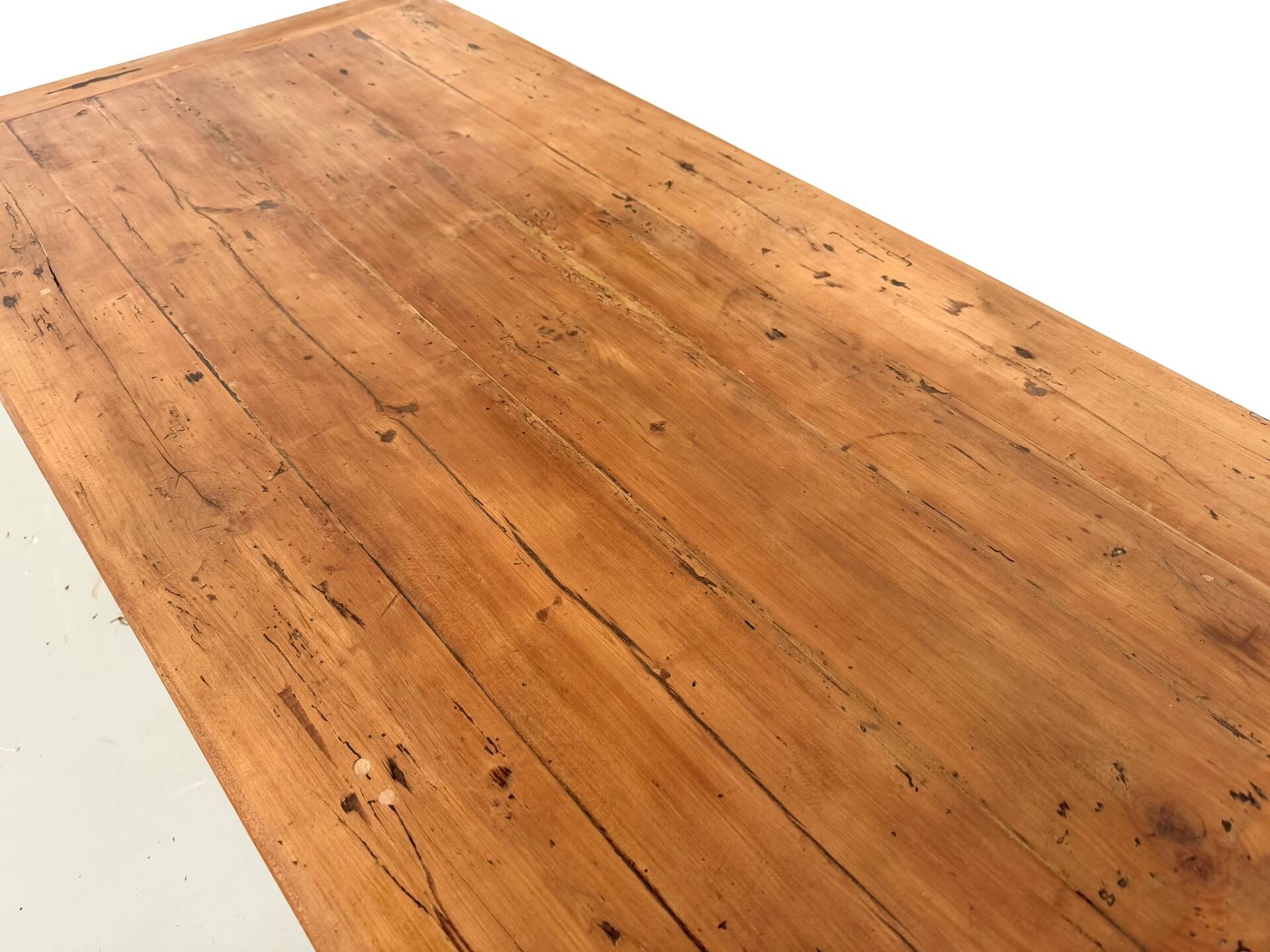 Farm table in solid cherry wood, one drawer, 1950s.