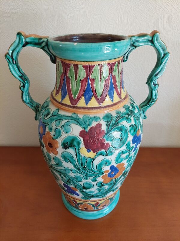 Grand vase faïence de monaco cerart 1950 1960