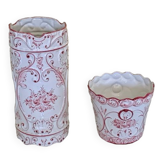 Umbrella door and decorated earthenware pot cover,