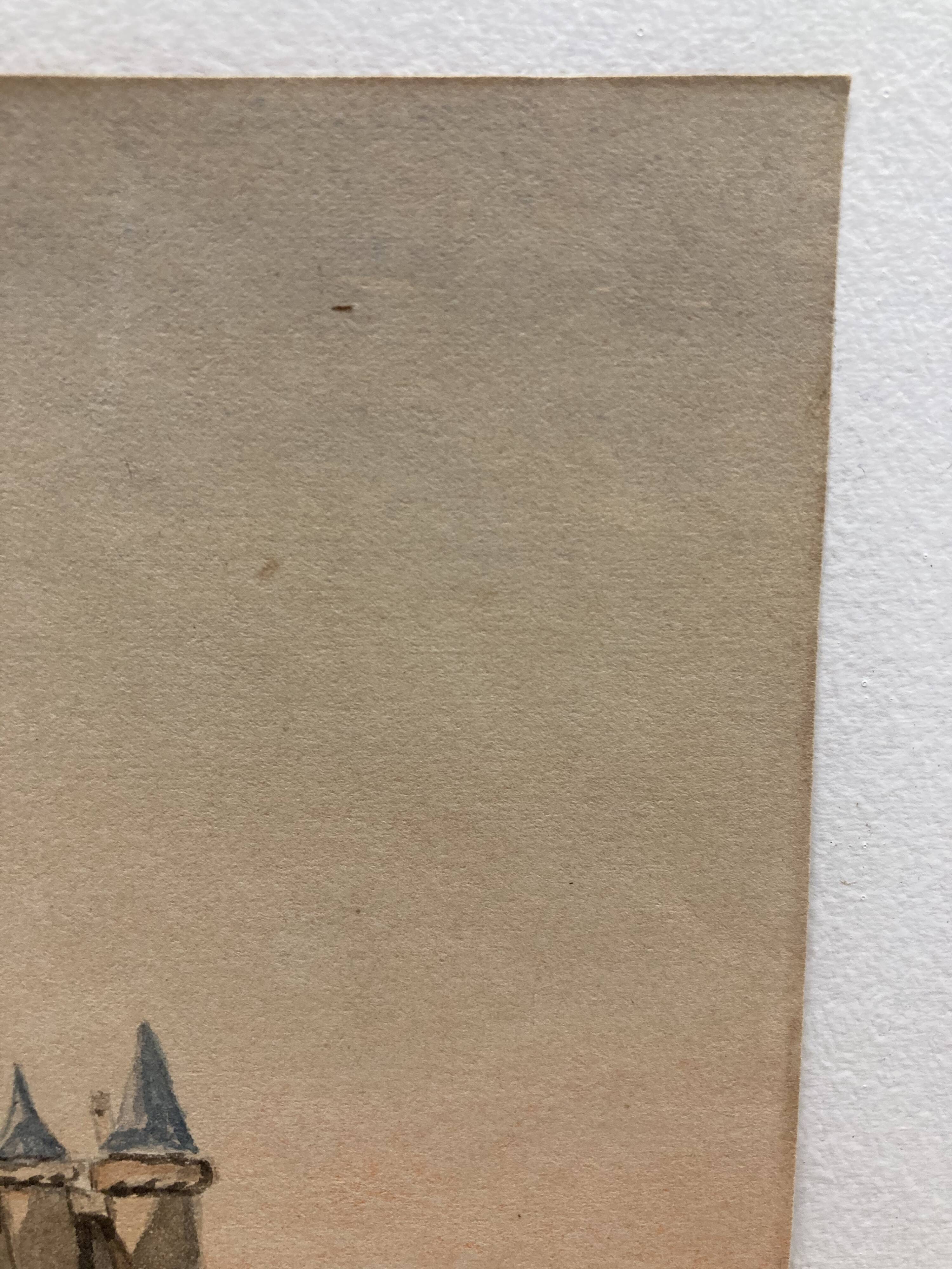 Double-sided watercolor castle landscape